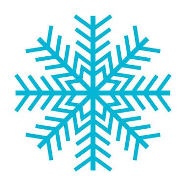 Beyaz arkaplanda mavi kar tanesi simgesi izole edildi. Vektör illüstrasyonu. 