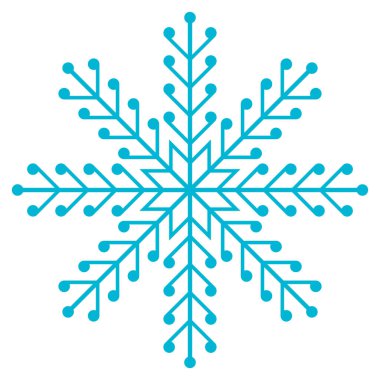 Beyaz arka planda izole edilmiş ince çizgilerden oluşan mavi kar tanesi. Vektör illüstrasyonu. 