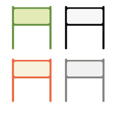 Bilbord seti, beyaz arka planda boş alan olan sokak tezgahı. Vektör illüstrasyonu.