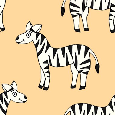 Çizgi filmdeki gibi kusursuz çizimsiz doğrusal zebra deseni. Vektör illüstrasyonu. 