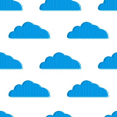 Beyaz arka planda izole edilmiş mavi çizgili bulutlu, soyut, pürüzsüz bir desen. Vektör illüstrasyonu.