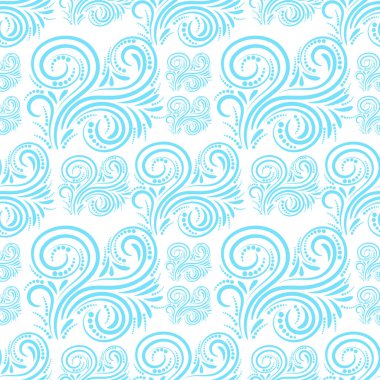 Soyut doğrusal kıvrımlı, dikişsiz desen. Döndürme arka planı. Damask. Sonsuz ambalaj kağıdı. Vektör illüstrasyonu. 
