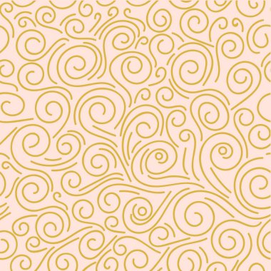 Soyut el çizimi ince çizgi dalgalı ve pürüzsüz desen. Kıvırcık doğrusal dağınık arkaplan. Vektör illüstrasyonu.