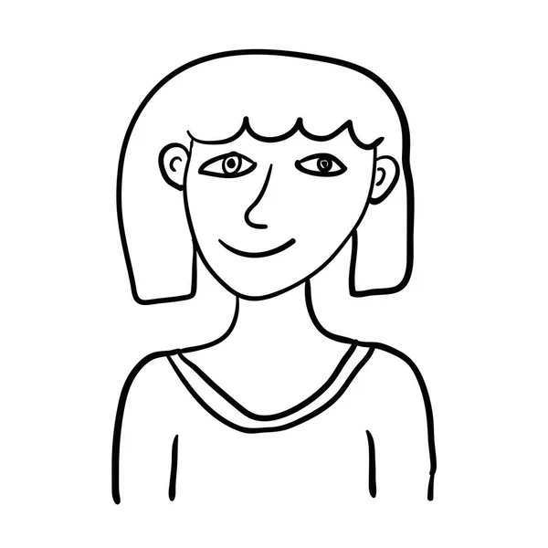 Kreskówka Doodle Liniowa Dziewczyna Izolowana Białym Tle Ilustracja Wektora — Wektor stockowy