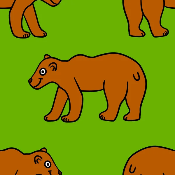 Kreskówka Doodle Liniowy Niedźwiedź Bezszwowy Wzór Słodkie Zwierzęce Tło Ilustracja — Wektor stockowy