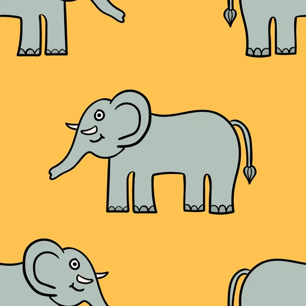 Modèle Sans Couture Avec Éléphant Gribouille Dessin Animé Papier Emballage — Image vectorielle