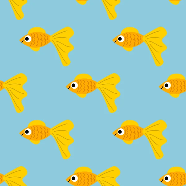 Roztomilé Barevné Karikatury Zlaté Ryby Plochém Stylu Bezešvé Vzor Tropický — Stockový vektor