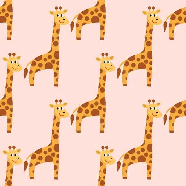 Cartoon Niedliche Giraffe Flachen Stil Nahtlosen Muster Wilder Tierischer Hintergrund — Stockvektor