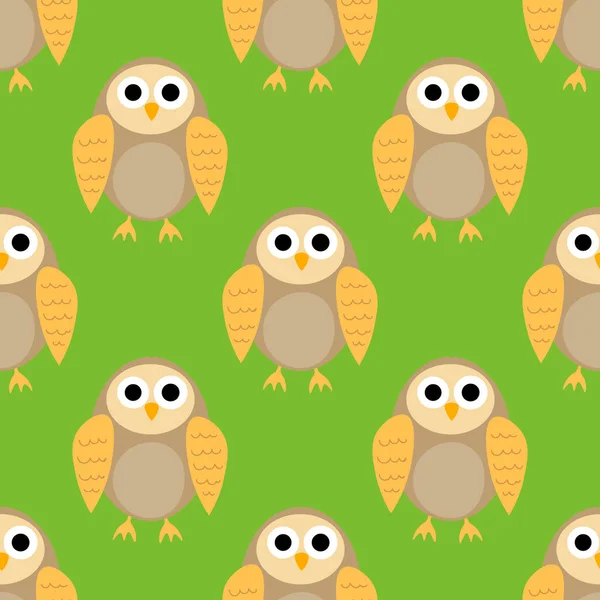 Cartoon owl seamless pattern. Cute bird background. Vector illustration.