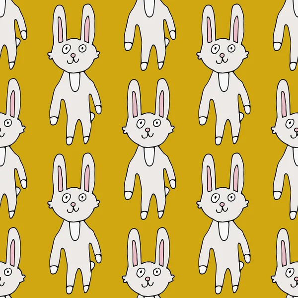 Мультфильм Каракули Линейный Смешной Кролик Кролик Плавный Шаблон Животное Векторная — стоковый вектор
