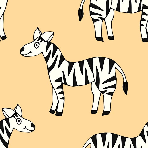 Bezešvé Vzor Kresleným Čmáranice Lineární Zebra Vektorová Ilustrace — Stockový vektor