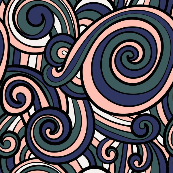 抽象的な手描きのドアの細い線の波状のシームレスパターン 直線的な空や海の乱雑な背景 ベクターイラスト — ストックベクタ