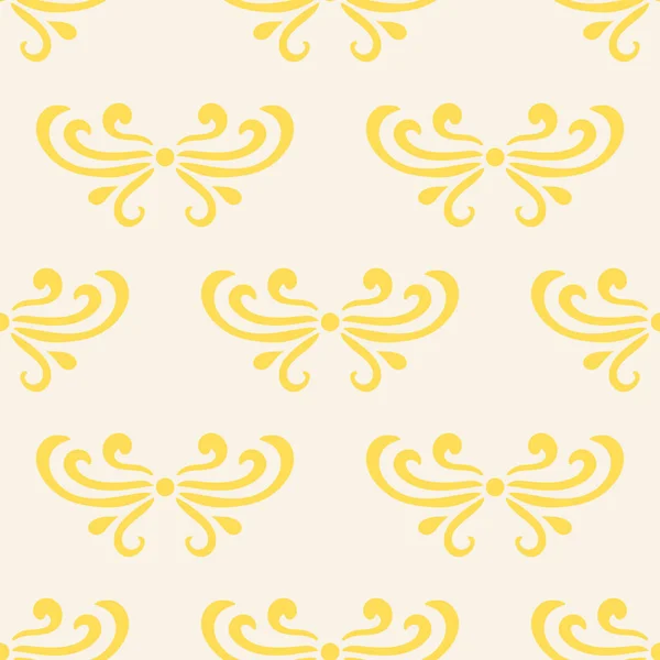 Цветной Желтый Бежевый Абстрактный Дамасский Бесшовный Рисунок Кудрей Ретро Стиле — стоковый вектор