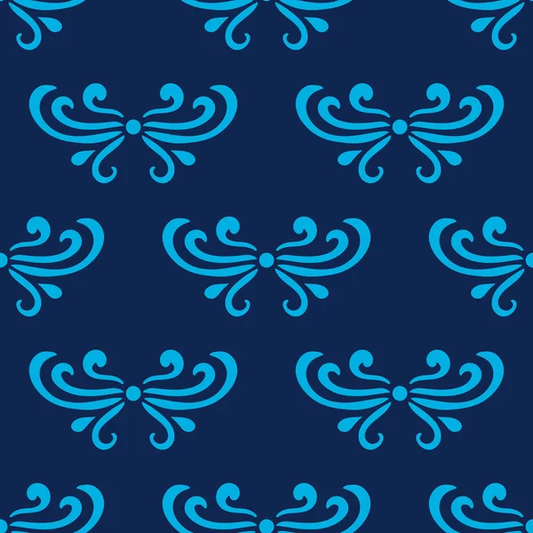 Barevné Námořně Modré Abstraktní Damašek Hladký Vzor Kudrlin Retro Stylu — Stockový vektor