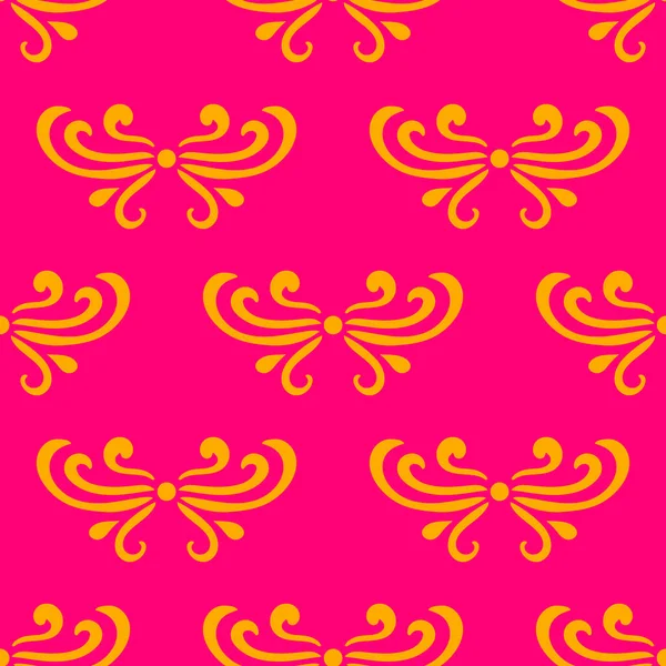 Барвистий Рожевий Жовтий Абстрактний Дамаск Безшовний Візерунок Завитків Ретро Стилі — стоковий вектор