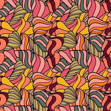 Şirin, doğrusal dalgalı, dikişsiz desen. El çizimi arka plan. Sonsuz geometrik ambalaj kağıdı, kumaş, tekstil. Vektör illüstrasyonu.    