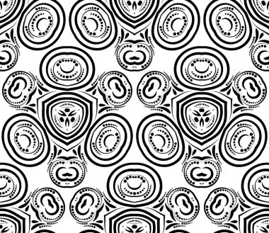 Soyut kıvırcık şekiller kusursuz desenler oluşturur. Döndürme arka planı. Süslü arka plan. Kapak, kart. Vektör illüstrasyonu. 