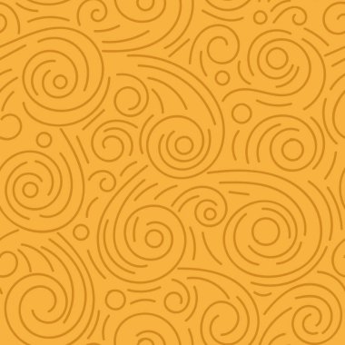 Soyut el çizimi ince çizgi dalgalı ve pürüzsüz desen. Kıvırcık doğrusal dağınık arkaplan. Vektör illüstrasyonu. 