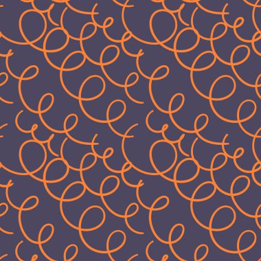 Soyut el çizimi ince çizgi dalgalı ve pürüzsüz desen. Kıvırcık doğrusal dağınık arkaplan. Vektör illüstrasyonu. 