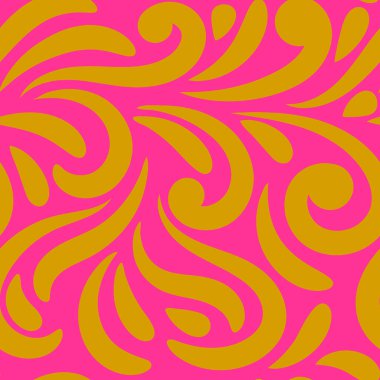Soyut kıvrımlı, pürüzsüz desen. Altın, pembe kıvırcık arka plan. Vektör illüstrasyonu.
