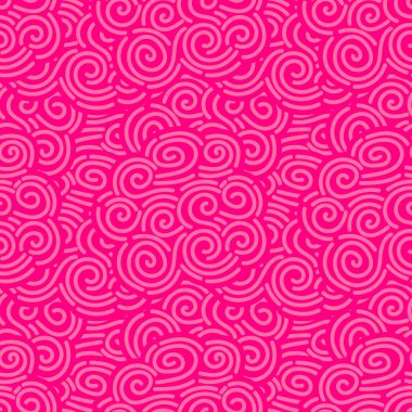 Soyut el çizimi ince çizgi dalgalı ve pürüzsüz desen. Kıvırcık doğrusal dağınık arkaplan. Vektör illüstrasyonu.