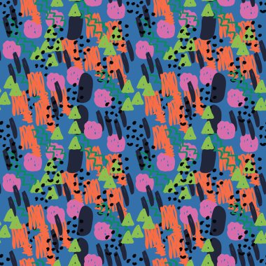 Modern el geometrik şekilli renksiz desenler çiziyor: daireler, üçgenler, çizgiler. Vektör illüstrasyonu.