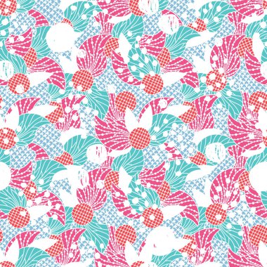 Modern el, geometrik şekilli, renkli, soyut, pürüzsüz desenler çizdi: daireler, noktalar. Vektör illüstrasyonu.