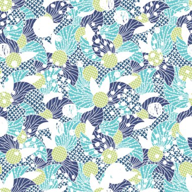 Soyut renkli el çizimi geometrik şekilli kusursuz desen: daireler, noktalar. Vektör illüstrasyonu.