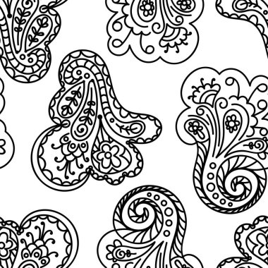 Soyut, soyut, pürüzsüz desenli karalamalar. El çizimi Paisley arka planı. Vektör illüstrasyonu. 