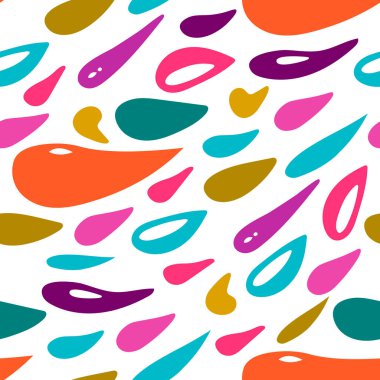 Beyaz arka planda renkli boya damlaları, soyut, pürüzsüz desenler. Vektör illüstrasyonu.