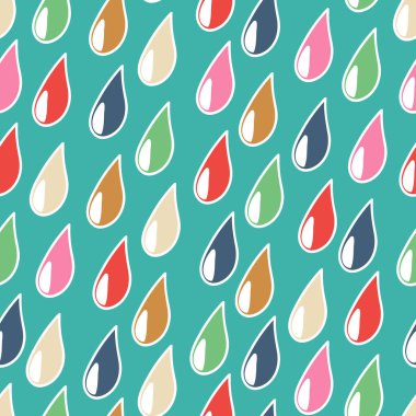 Yağmur damlaları ile renksiz desen. Vektör illüstrasyonu.