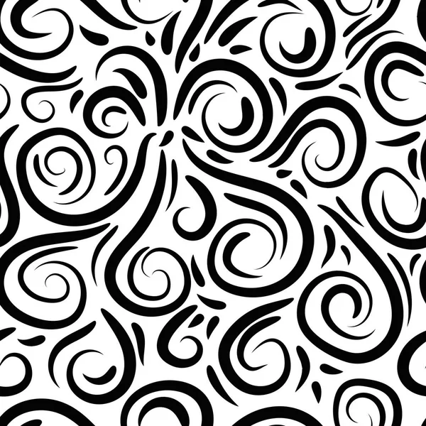 Абстрактно Нарисованная Вручную Тонкая Линия Воскового Безseamless Рисунка Кудрявый Линейный — стоковый вектор