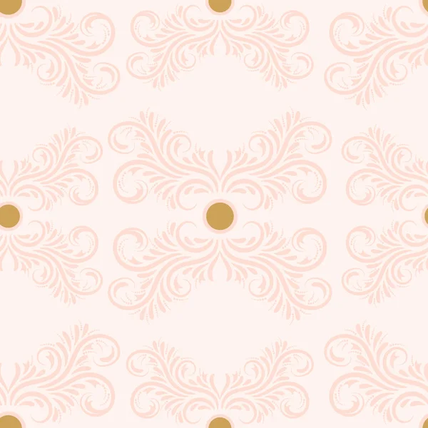 Adorno Damasco Floral Sobre Fondo Beige Patrón Brillante Sin Costuras — Vector de stock