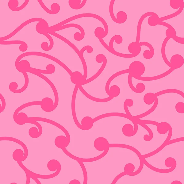Rosafarbenes Lockiges Nahtloses Muster Wirbelt Hintergrund Vektorillustration — Stockvektor