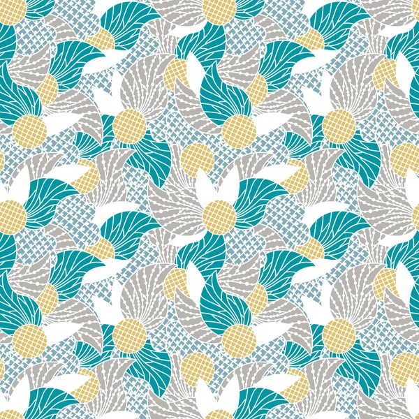 Karalama soyut çiçekli, dikişsiz desen. El çizimi arka plan. Vektör illüstrasyonu. 