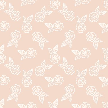 Güller ve yapraklarla soyut ve pürüzsüz desen. Çiçek arkaplanı. Çiçek süsü. Vektör illüstrasyonu.