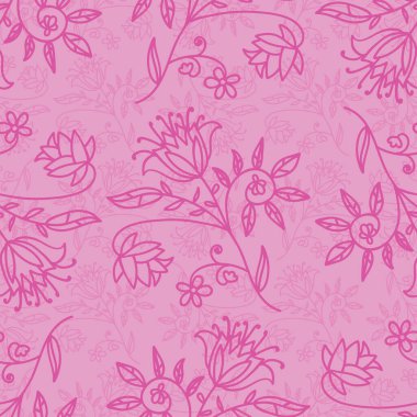 Dalları ve yaprakları olan dikişsiz çiçek deseni. Vektör illüstrasyonu.