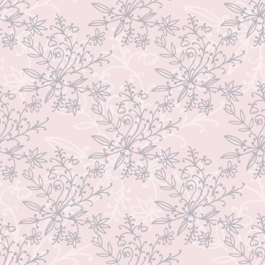 Çiçekli, dalları ve çiçekleri olan, pürüzsüz bir desen. Vektör illüstrasyonu.