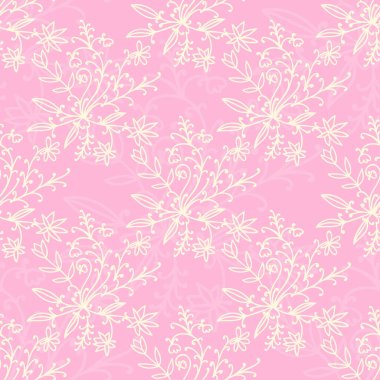 Çiçekli, dalları ve çiçekleri olan, pürüzsüz bir desen. Vektör illüstrasyonu.