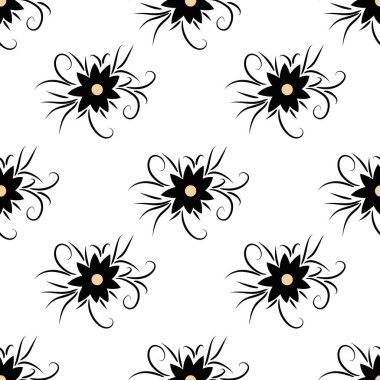 Beyaz arka planda çiçekleri olan dikişsiz çiçek deseni. Vektör illüstrasyonu.