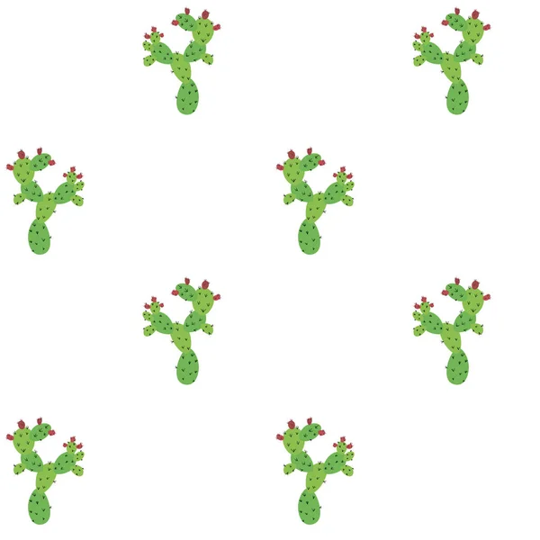 Cactus Opuntia Fruits Seamless Pattern White Background Vector Illustration — Stock Vector