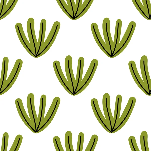 Niedliche Cartoon Blume Nahtlose Muster Hintergrund Mit Pflanze Zweig Blättern — Stockvektor