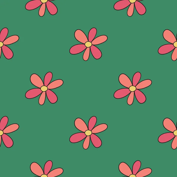 Patrón Sin Costuras Con Flores Colores Fondo Ornamento Floral Ilustración — Archivo Imágenes Vectoriales