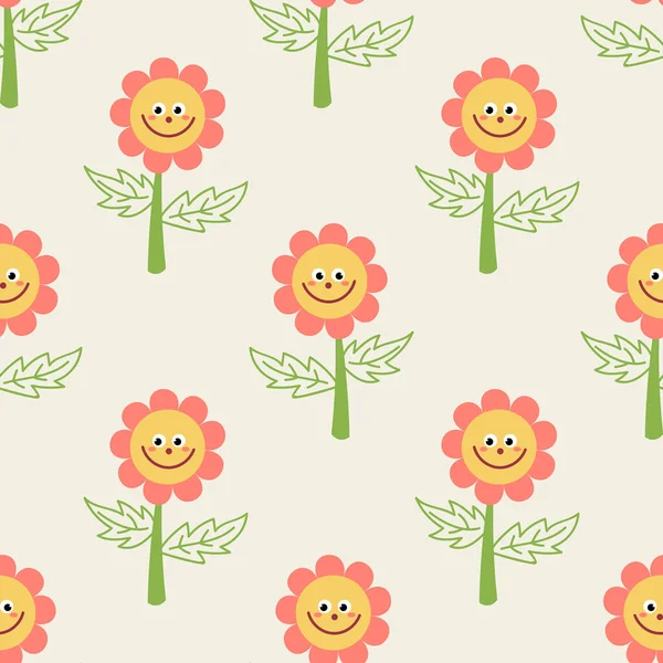 Fleurs Dessin Animé Mignon Forme Enfant Modèle Plat Sans Couture — Image vectorielle