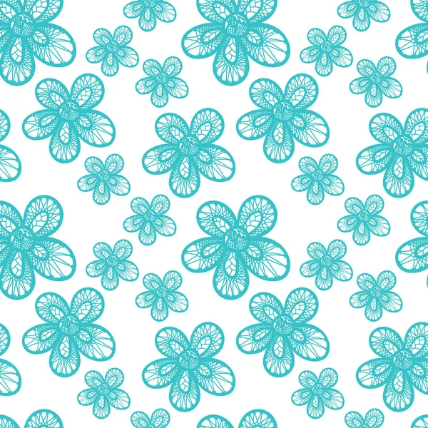 Vector Nahtlose Hand Gezeichnete Doodle Blumenmuster Doodle Blume Hintergrund — Stockvektor