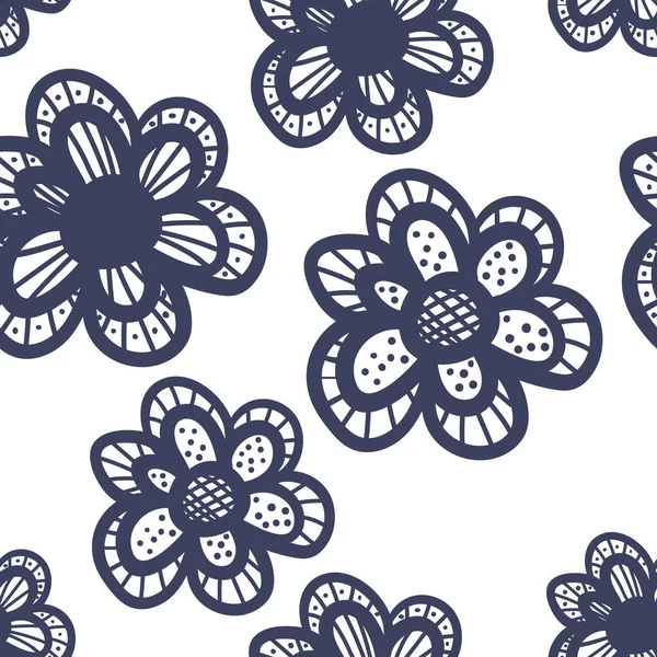 Vector Nahtlose Hand Gezeichnete Doodle Blumenmuster Gekritzelte Blume Hintergrund Vektorillustration — Stockvektor