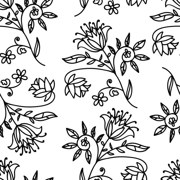 Doodle Motif Floral Abstrait Sans Couture Avec Des Fleurs Des — Image vectorielle
