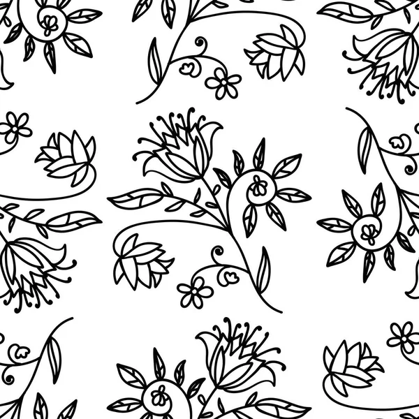 Doodle Motif Floral Abstrait Sans Couture Avec Des Fleurs Des — Image vectorielle