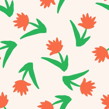 Elle çizilmiş çiçekli pürüzsüz desen. Çiçek süsü geçmişi. Karalama çiçeği duvar kağıdı.