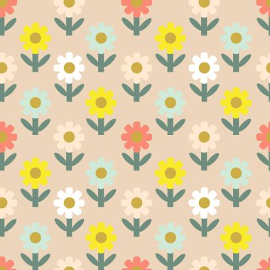 Soyut, dikişsiz çiçek deseni. Çiçek arkaplan. Vektör illüstrasyonu.